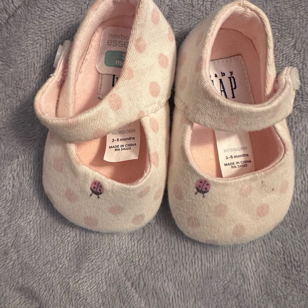 GAP Baby Shoes with Pink Dots and Ladybug Design